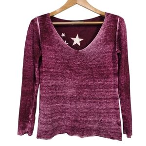 It Hippie stars print tie-dye V neck seamless knit Angora blend long sleeves top